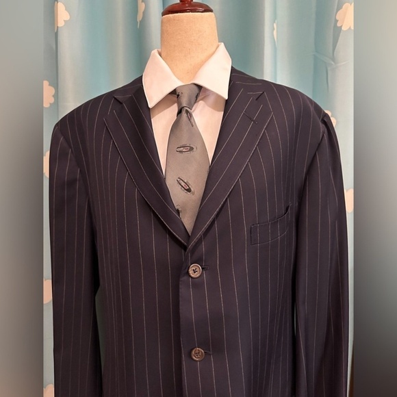Polo Ralph Lauren Virgin wool pinstripe suit jacket 46L - Picture 12 of 14